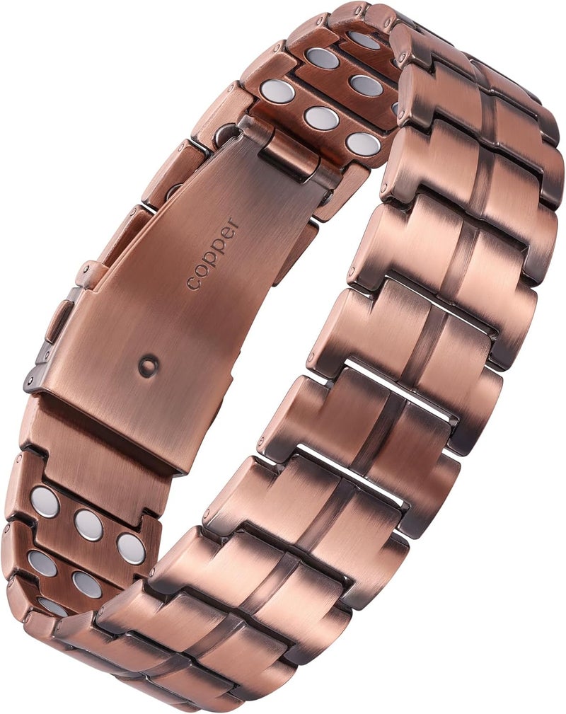 Feraco Copper Bracelet for Men 3X Strength,Magnetic Therapy Bracelet Copper Jewelry with Powerful 3800 Gauss Magnets - Image 1